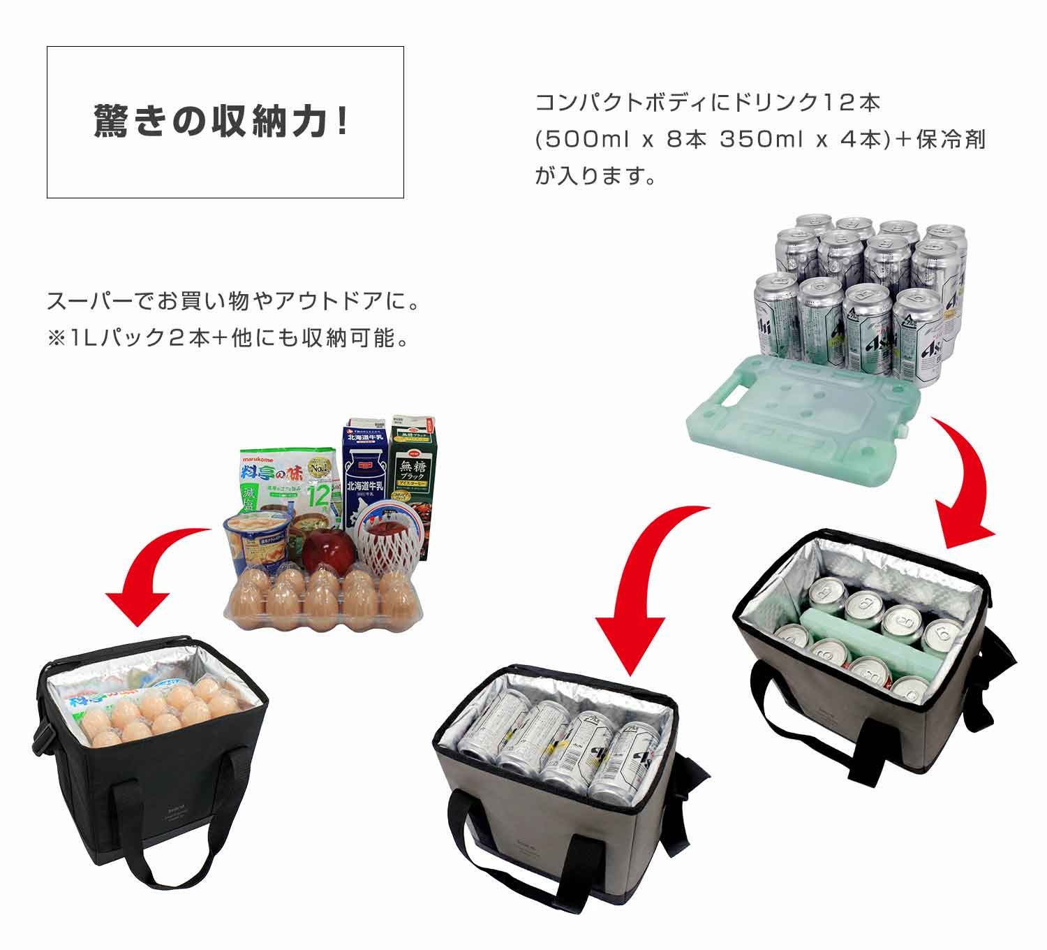 48時間後も氷が残る超保冷力クーラーバッグ、ファスナー無し！1秒で