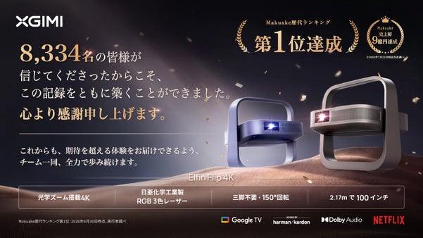 家庭プロジェクターの完成形。軽さと薄さに4Kの感動を｜Elfin Flip 4K
