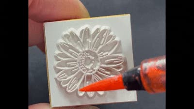 ピエールカルダン発！スタンプも輝かせるラメ筆ペン・固形インク・円形