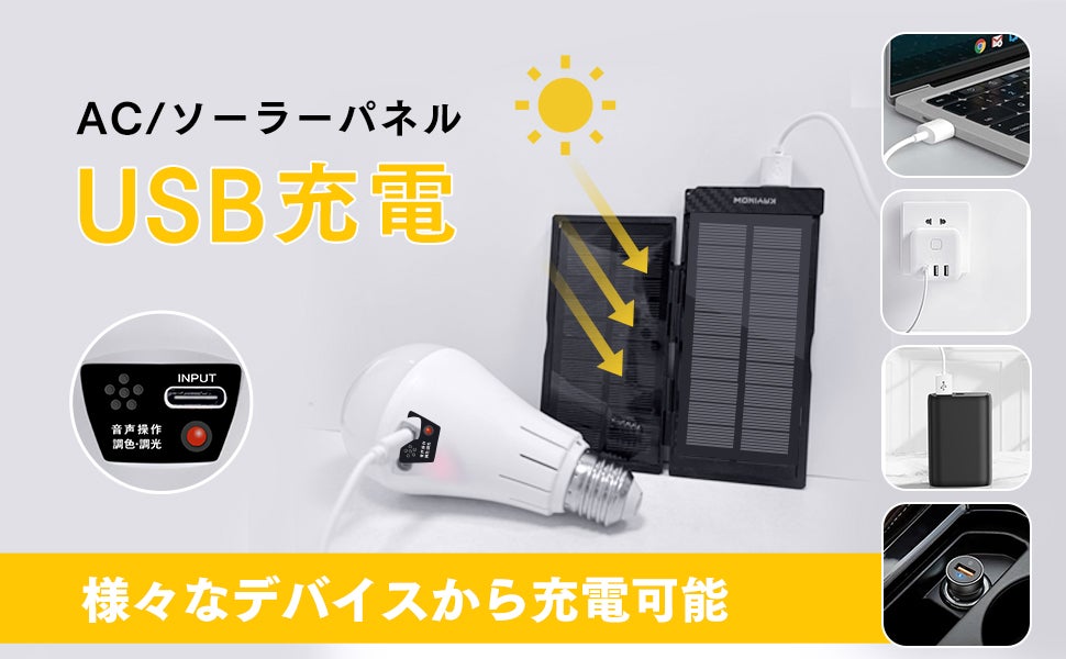 停電時も自動点灯で安心。声で灯く。 音声操作×USB充電「防災電球」新