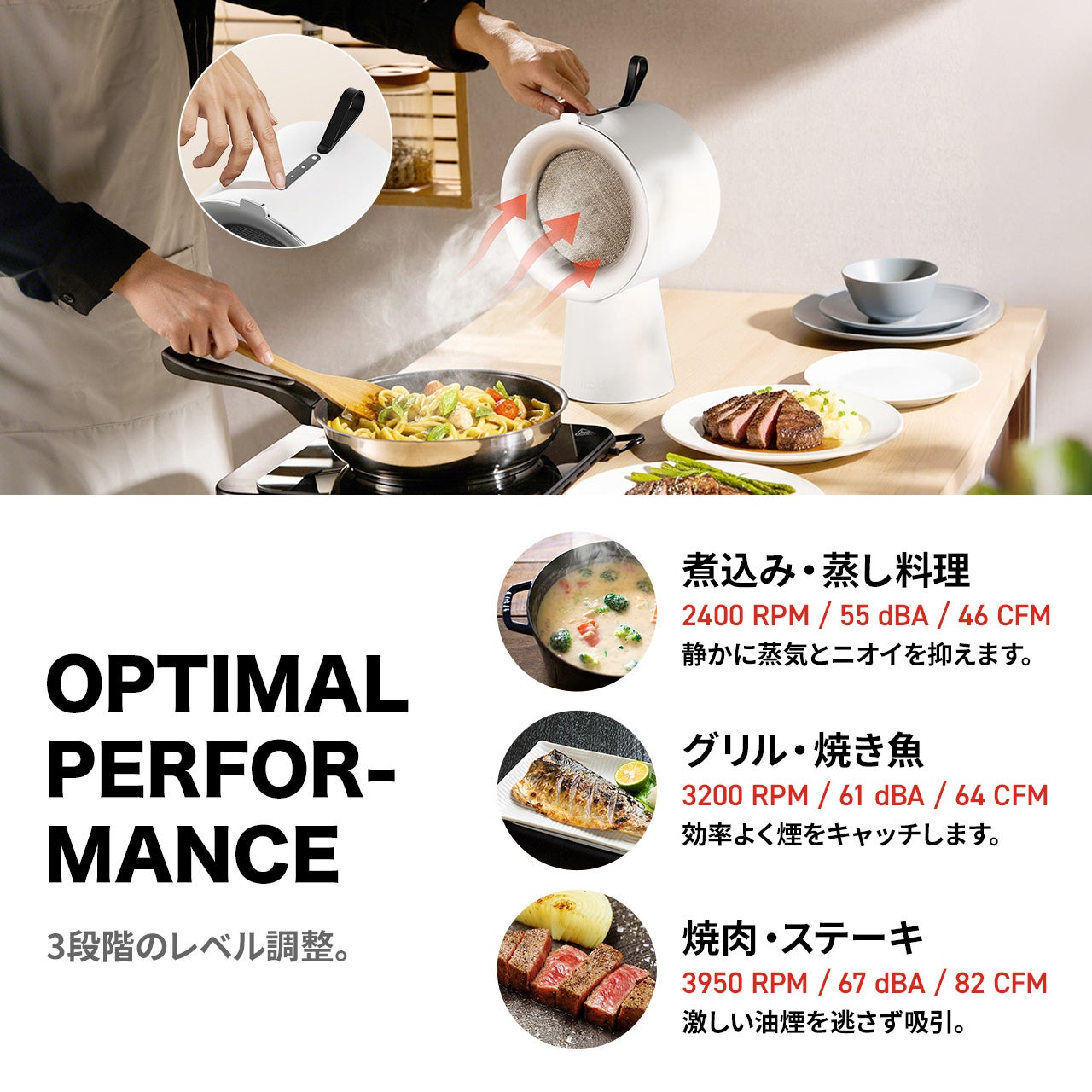 吸引力が劇的進化！焼肉の煙も油も逃さないポータブル換気扇AirHood2