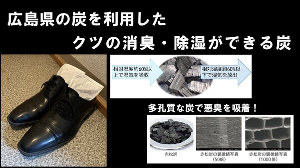 クツの悪臭対策　広島県産の炭を使用した【消臭・調湿効果のある炭袋】