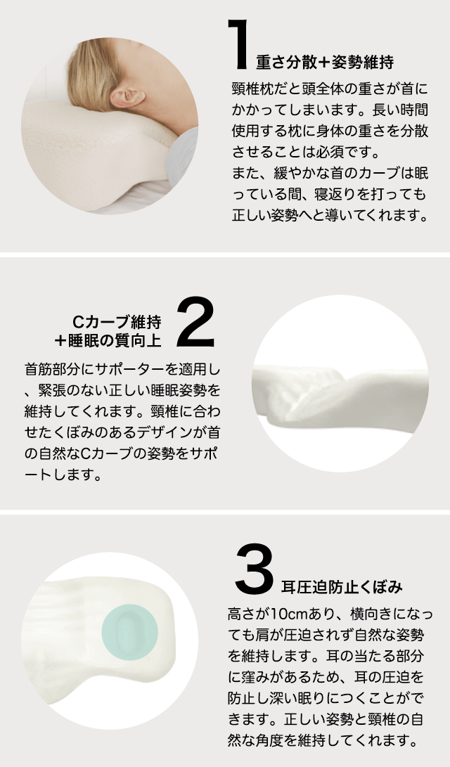 寝ている姿勢にフィットする！人間工学的にデザインされた枕「SP
