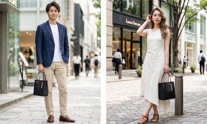 紙袋風の軽やかさを、双吟レザーで上質に。外も、内も、美しい