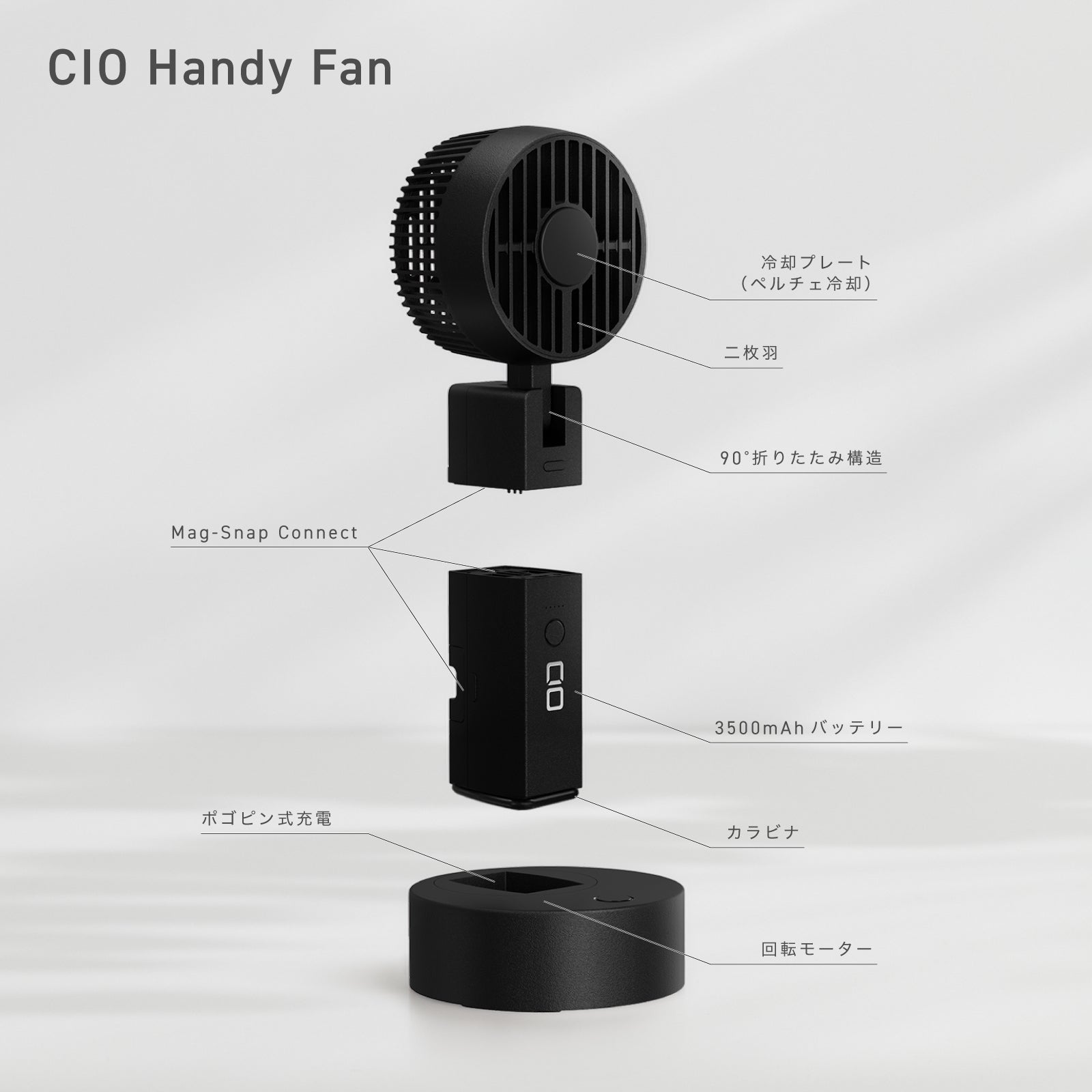 充電中でも使える。外でもデスクでも頼れる「CIO Handy Fan