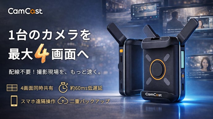 配線も受信機も不要。1台で最大4端末へ同時映像共有、現場の機材負担を大幅軽減