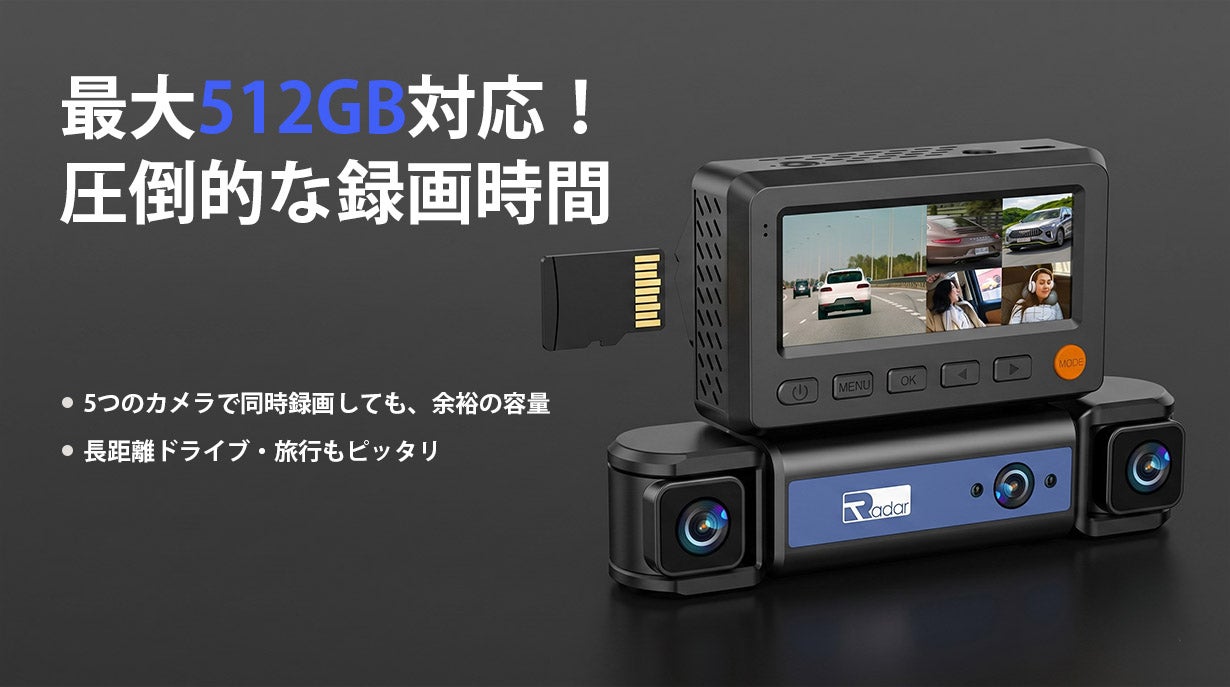 革新】5カメラ搭載ドライブレコーダー！4K高画質で360度全方位を監視
