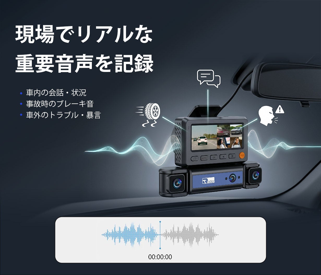 革新】5カメラ搭載ドライブレコーダー！4K高画質で360度全方位を監視