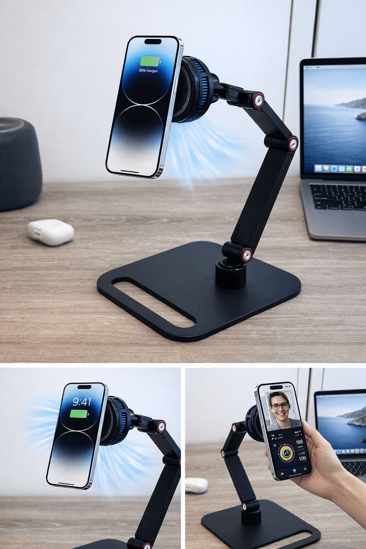 長時間の使用でも熱を抑える！W冷却スマホスタンド【DualCool Stand