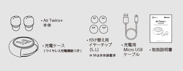 完全ワイヤレスイヤホン＋ワイヤレス充電（Qi）対応ケース＋モバイル