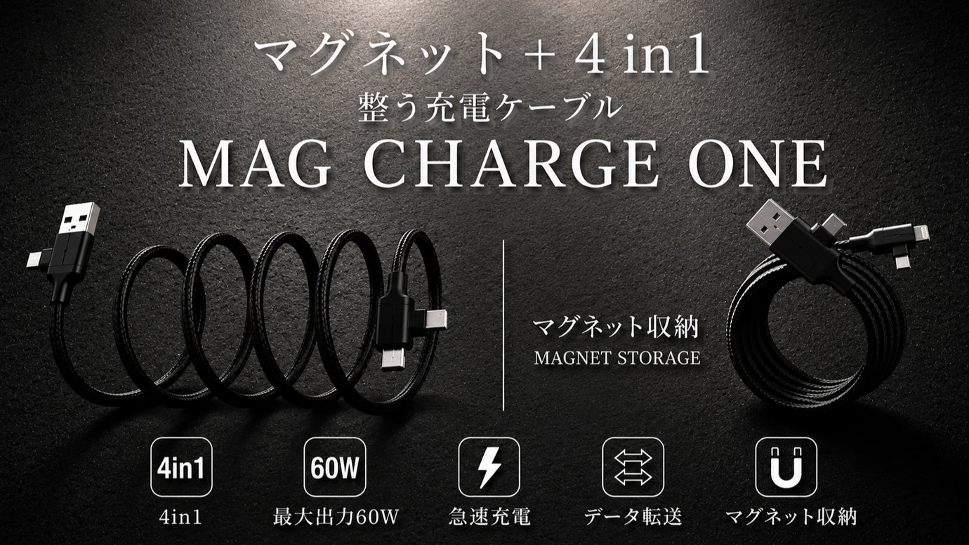 【1本で4役】４in1多機能ケーブル｜急速充電対応・持ち運び便利・毎日活躍