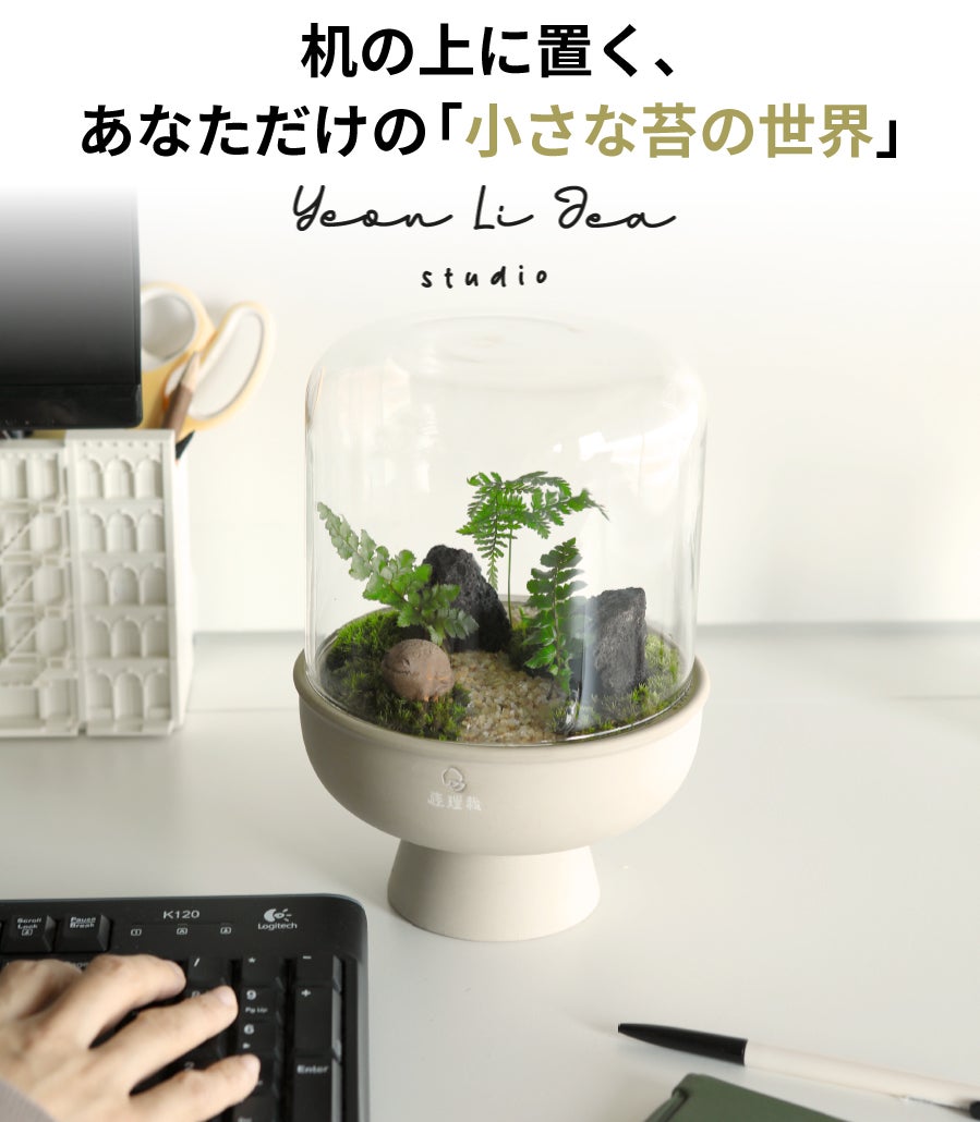 ガラスドームと手作り陶器ポットで手軽に育てる 苔テラリウム