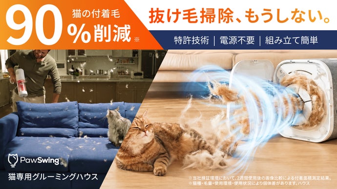 【付着毛90%削減】毎日の抜け毛掃除から解放？！猫専用自動グルーミングハウス