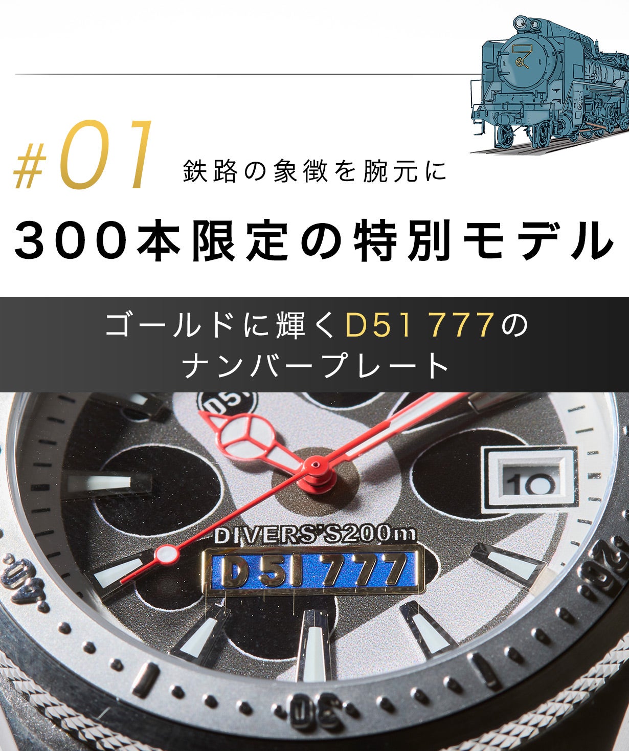 Makuake限定販売】D51ナンバー入り腕時計ダイバーズウォッチ｜マクアケ