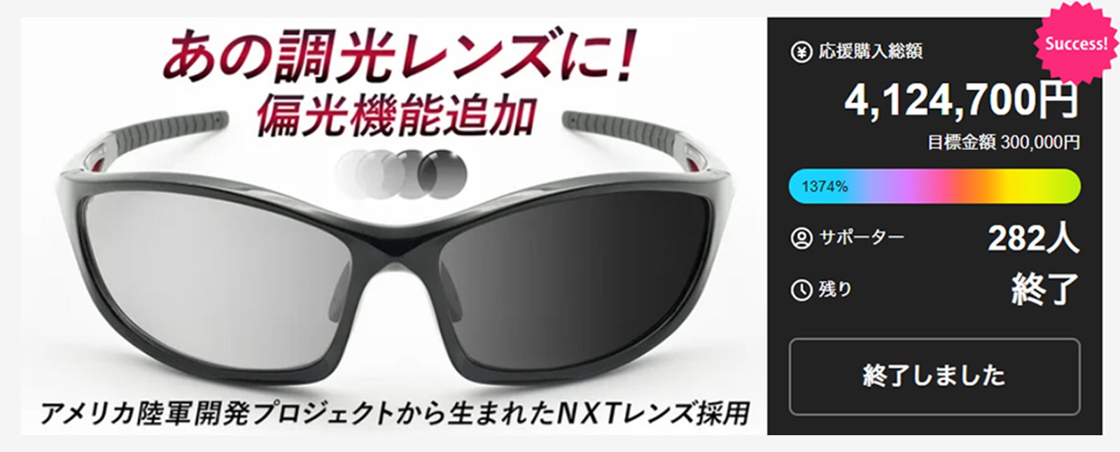 米陸軍開発技術から誕生。NXT偏光調光レンズ×チタンフレーム たった