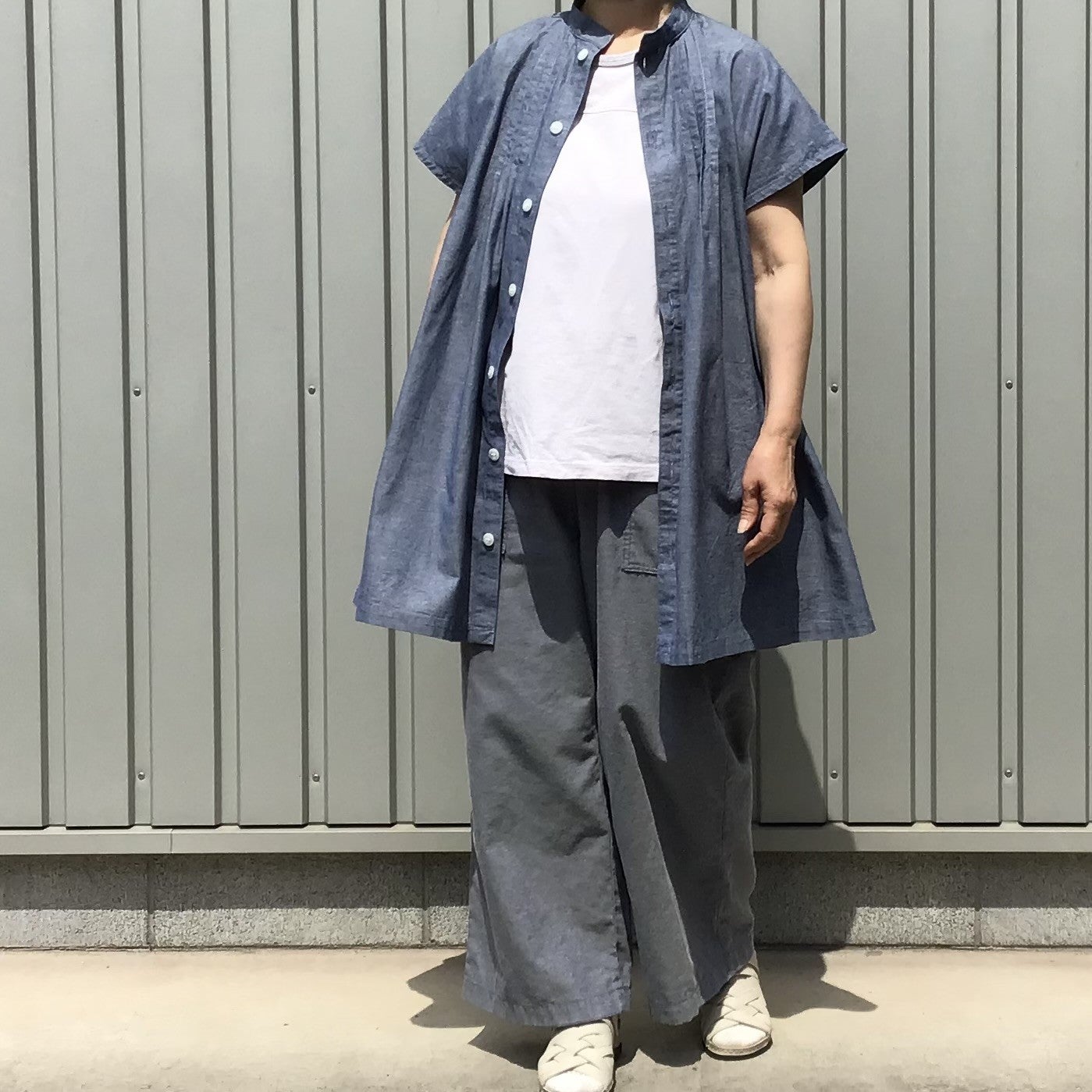 4/2取り下げ 美品 ゴーシュ コットンリネンチュニック 最近、Tシャツがしっくりこない。」ゆったり上品見えコットンリネン