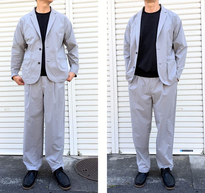 40代からの、快適ウエア 『涼感グレーの軽量ストレッチセットアップ