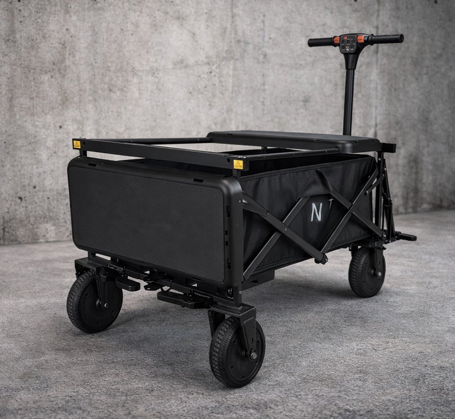 荷物運びが変わる！電動アシスト＋ベンチ付き無重力キャリーワゴン【N