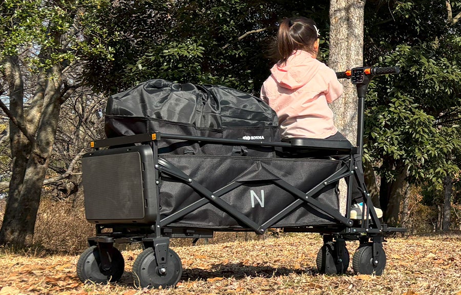 荷物運びが変わる！電動アシスト＋ベンチ付き無重力キャリーワゴン【N