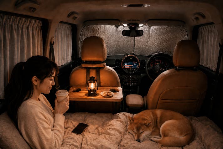 もう、車内の食事に困らない｜ドリンクホルダー付き後部座席用の木製