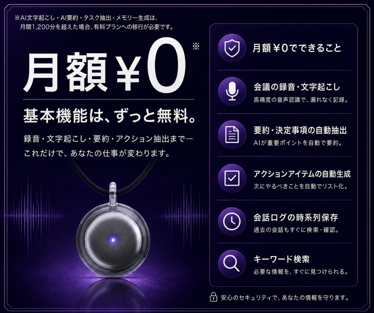 あなたの会話が仕事する｜1,000アプリ連携の実行型AIボイスレコーダー