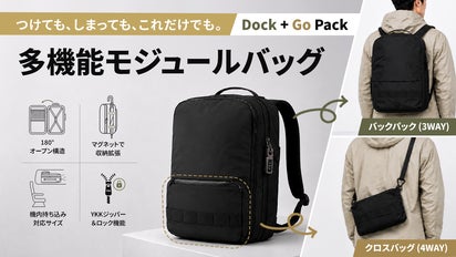 バックパックとクロスバッグを自由に組み替える、多機能モジュール