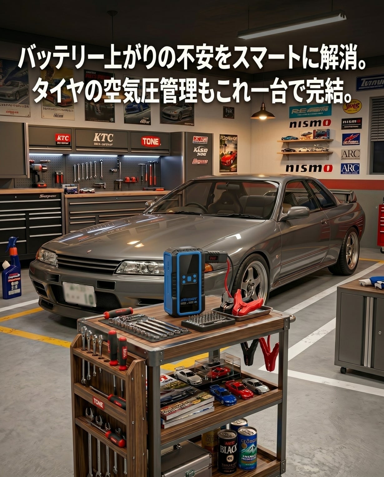 車に常備で安心！バッテリー上がり・空気入れ・急速充電をこれ1台で