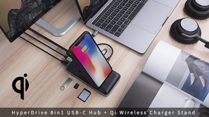 ❤8in1超多機能＆高性能❣仕事がサクサク捗る万能ツール♪❤USBハブ HyperDrive 8in1 USB-Cハブ＋ワイヤレス充電器＋可変式スタンド