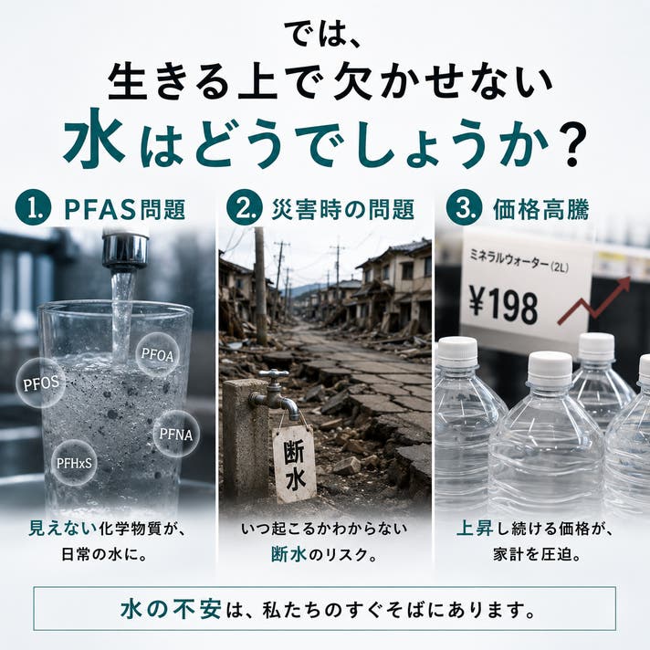 PFAS対応。普段使いできる防災浄水ボトル｜断水時もきれいな水を確保