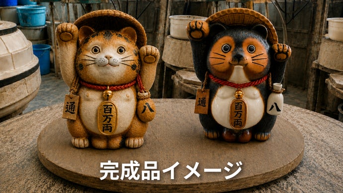 信楽焼たぬき×招き猫が奇跡の融合！ ハイブリッドな縁起物 福合わせ