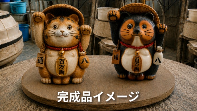 招き猫うどん　しがらき　招福猫　信楽焼　箱付き 信楽焼たぬき×招き猫が奇跡の融合！ ハイブリッドな縁起物 福合わせ
