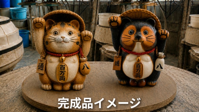 信楽焼たぬき×招き猫が奇跡の融合！ ハイブリッドな縁起物 福合わせ