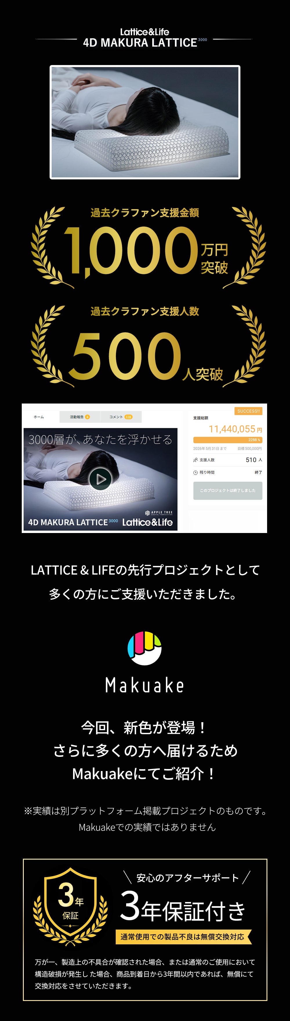 次世代の3D枕】快眠できる構造枕 4D MAKURA LATTICE 3000｜マクアケ