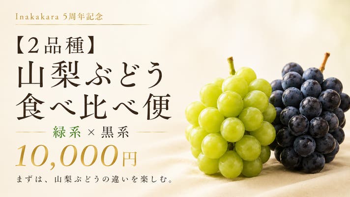 ぶどう王国山梨の少品種が集う、Inakakara5周年企画のプレミアムぶどう