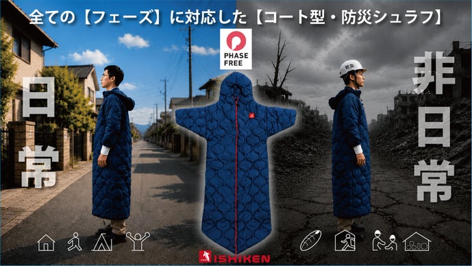 全てのフェーズに対応した【フェーズフリー認証コート型・防災シュラフ