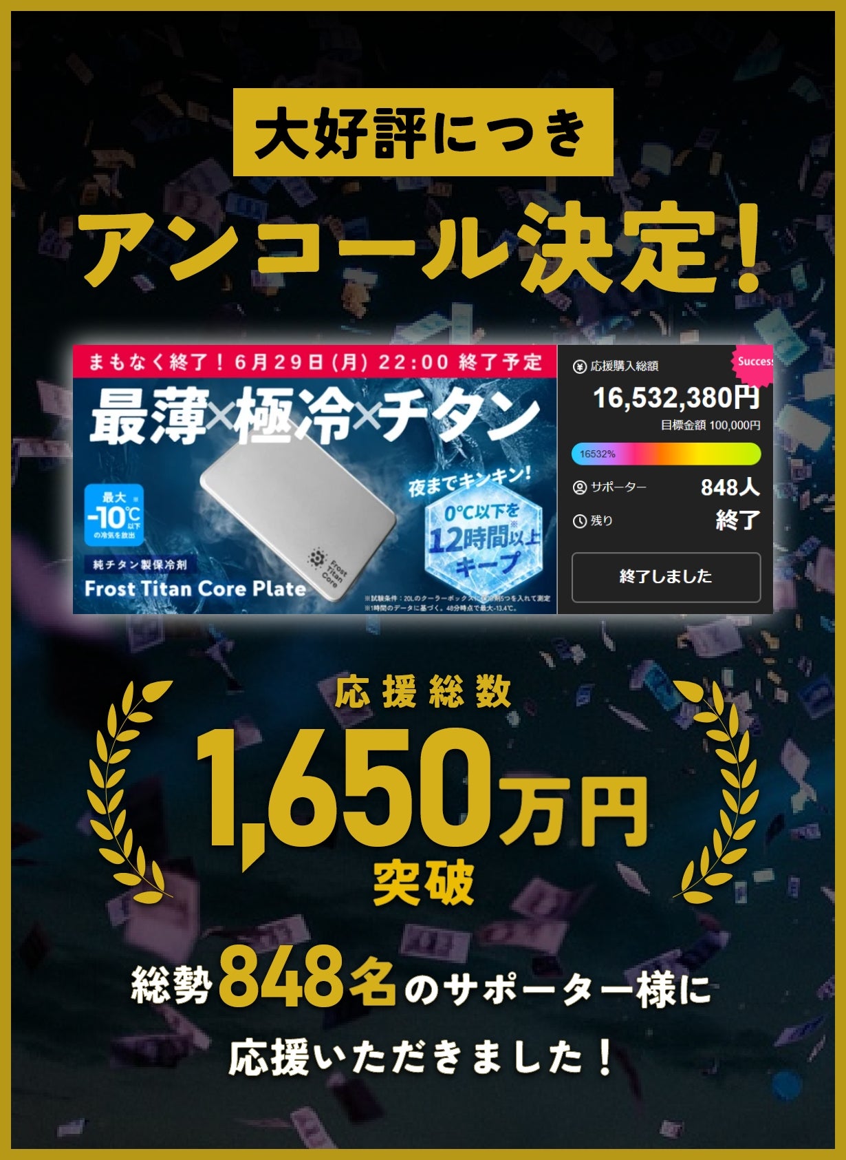 アンコール】【第4弾】極薄・超軽量・超冷却の純チタン製保冷剤