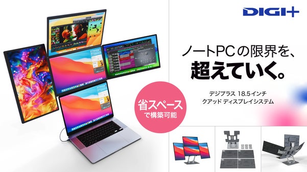 ノートPCの限界を、超えていく。18.5インチの大型ディスプレイ&times;4枚のシステム