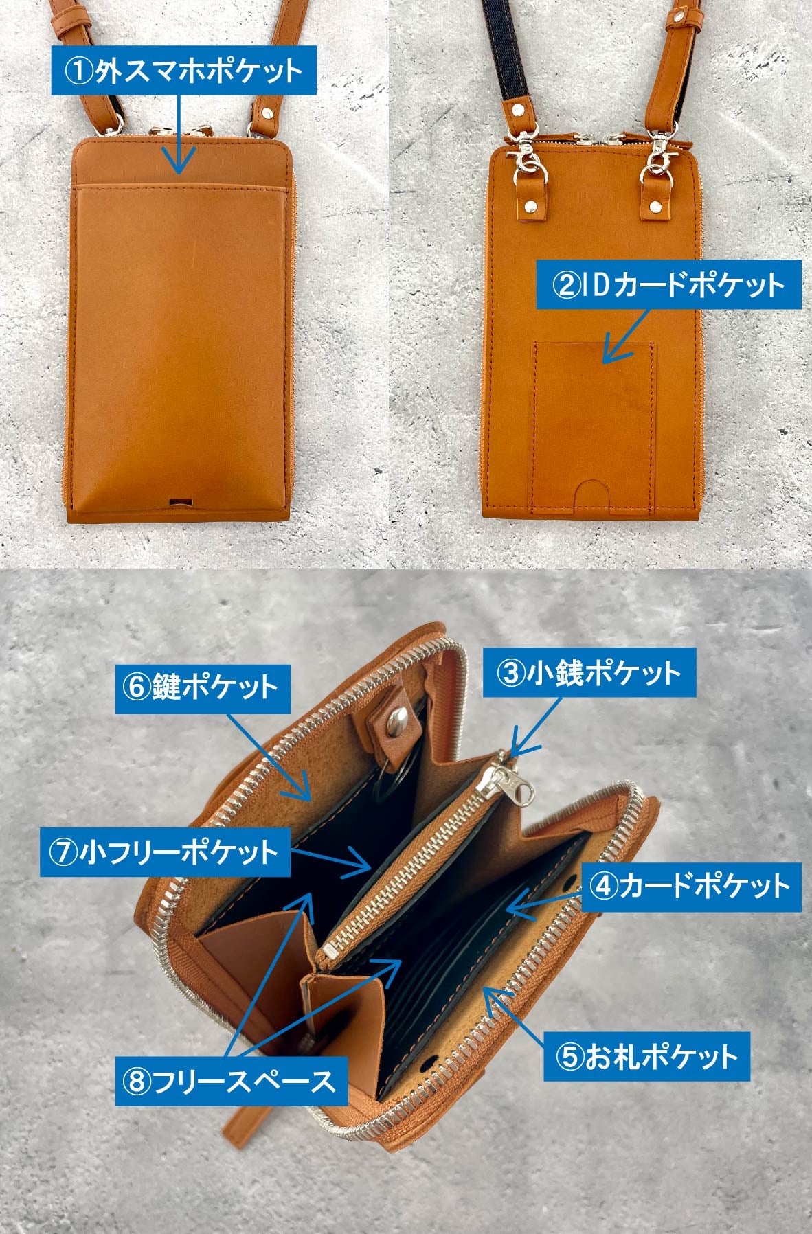 本革なのに撥水！ガバッと開いて迷わず取り出せる。身軽なのに頼れる