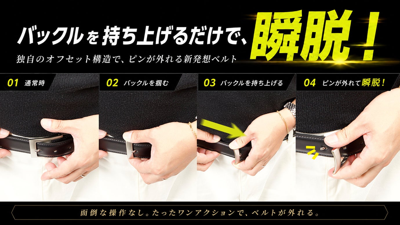 0.5秒の解放体験！もたつきを忘れる、新感覚の『瞬脱（しゅんだつ）ベルト』