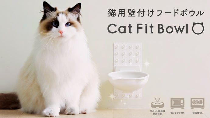 床置きしない、新しい猫のごはん皿。ネコにもヒトにも優しいCat Fit Bowl