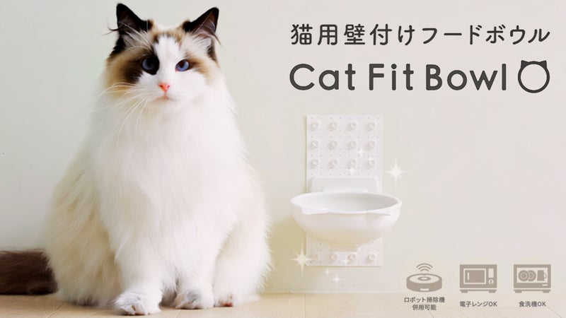 床置きしない、新しい猫のごはん皿。ネコにもヒトにも優しいCat Fit Bowl