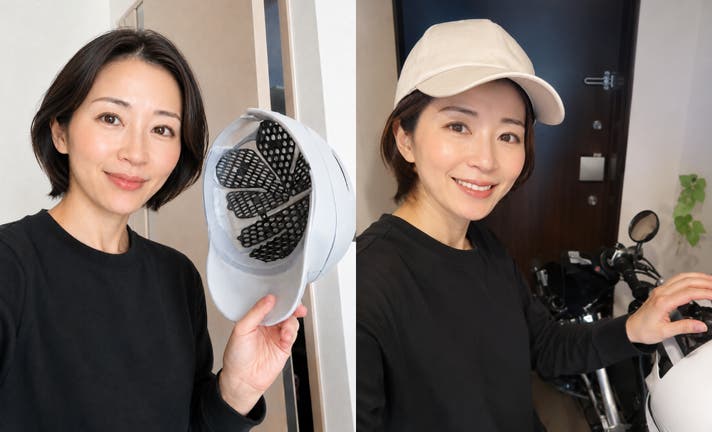 ヘアスタイルを守りながら、ヘルメット内に心地よい通気空間を