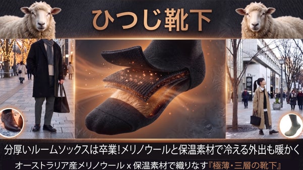 分厚いルームソックスは卒業！メリノウールと保温素材で冷える外出も暖かく