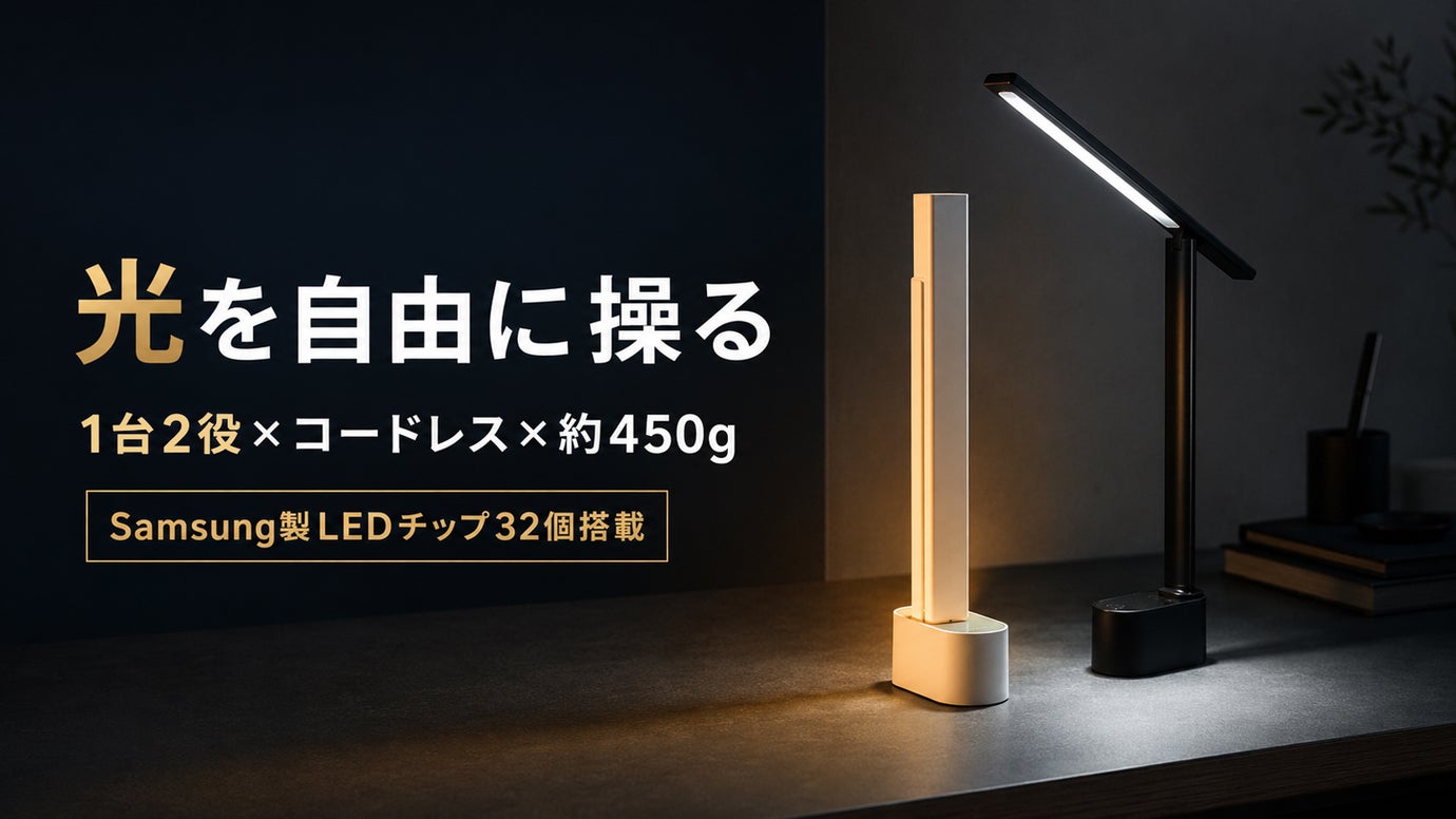 広げればデスクライト、折りたためばムードライト。2WAYの照明【MINI-UP】