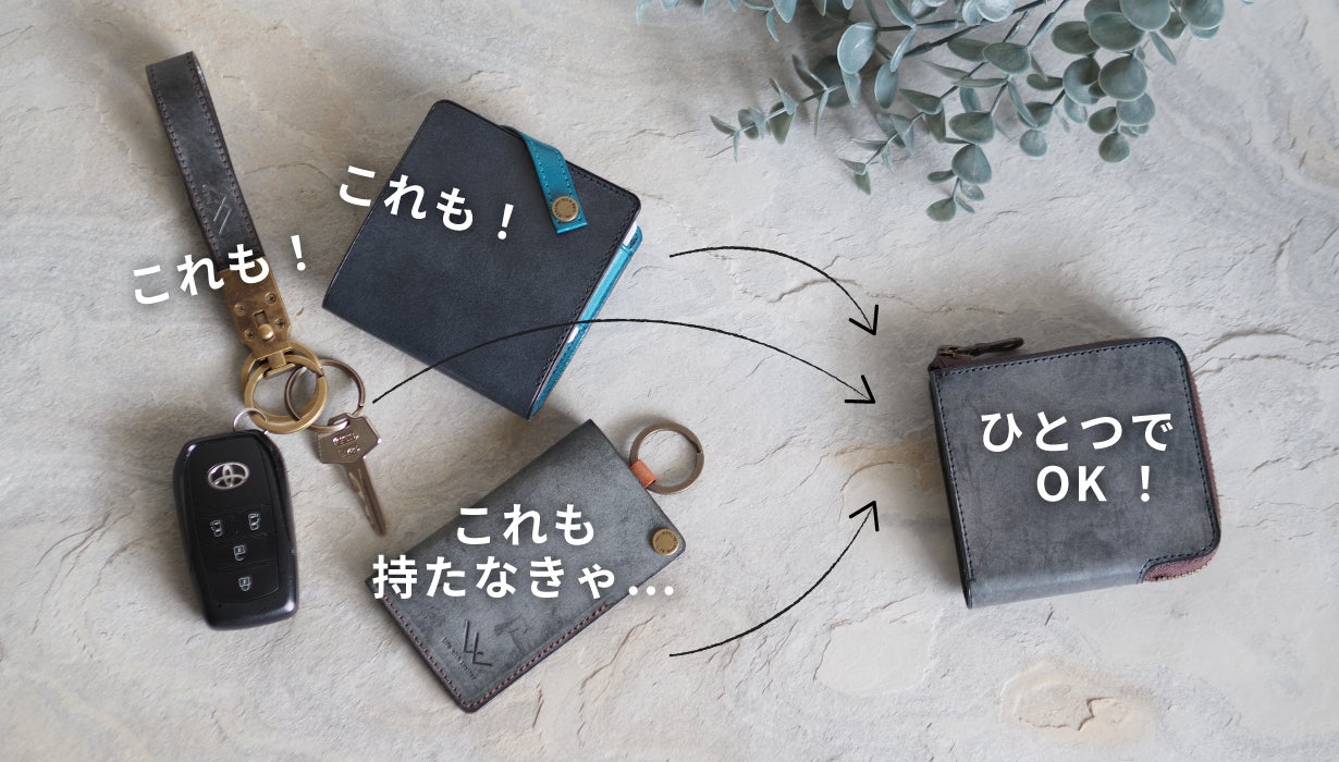 スマートキーも『折らないお札』も手のひらサイズに収まる