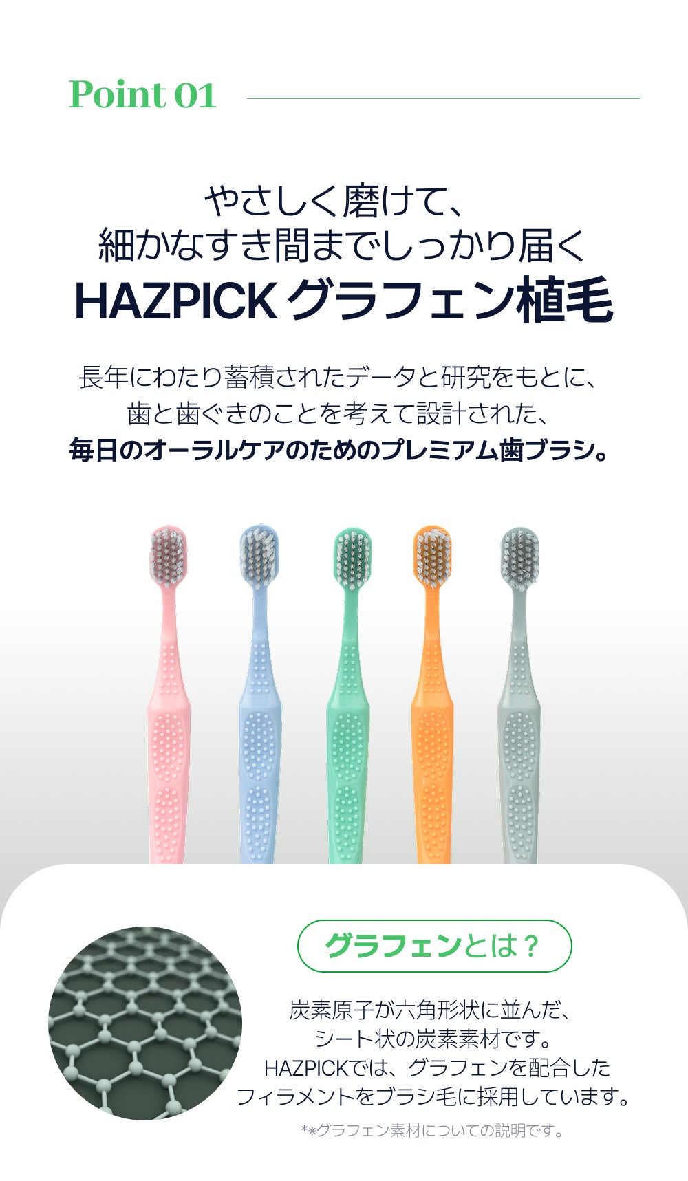 3段カーブ×グラフェン毛で奥歯の裏まで届くプレミアム歯ブラシ