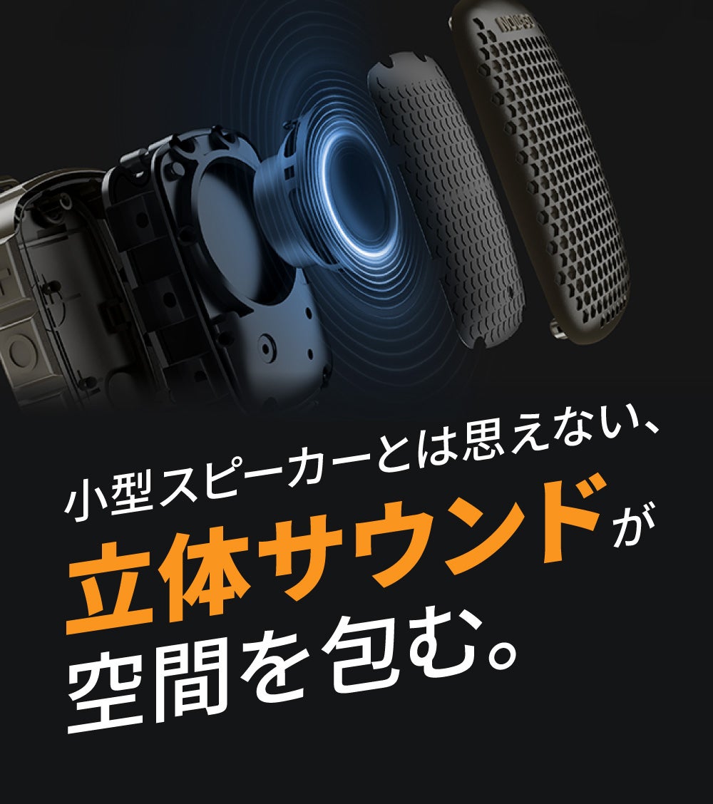 80g超小型クリップスピーカー】2台で広がる迫力ステレオサウンド IP67