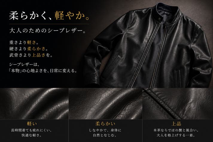 超柔らか　レザージャケット　革ジャン　鹿革　A-2　ライダース　本革　古着　上質 革ジャンは育てなくていい。40歳からの軽く柔らかな本革ライダース