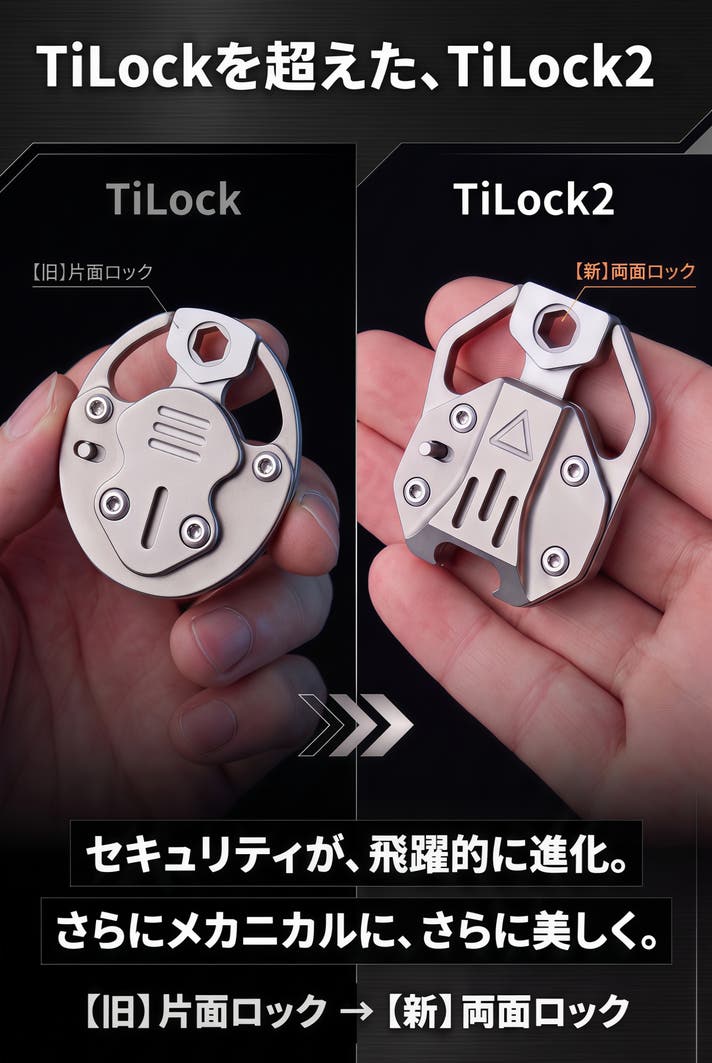 旅行・人混みのスリ対策に】両面ロックを備えた、チタン製メカニカル