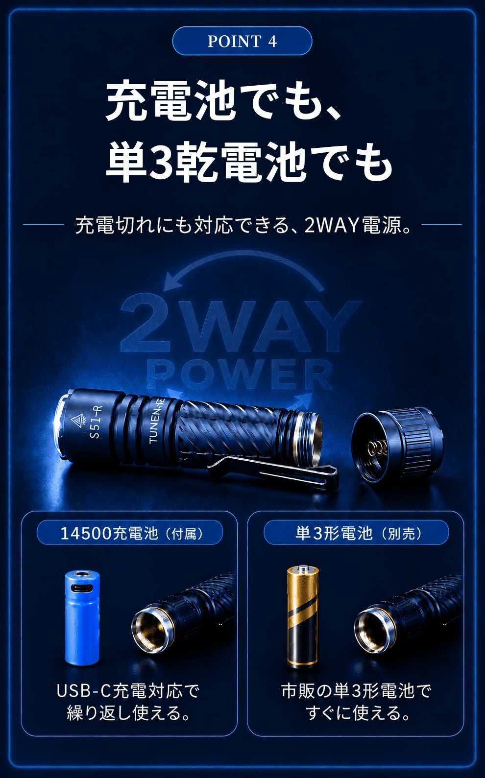 約10cm×最大190m照射】小さいのに遠くまで。頼れる小型LED懐中電灯